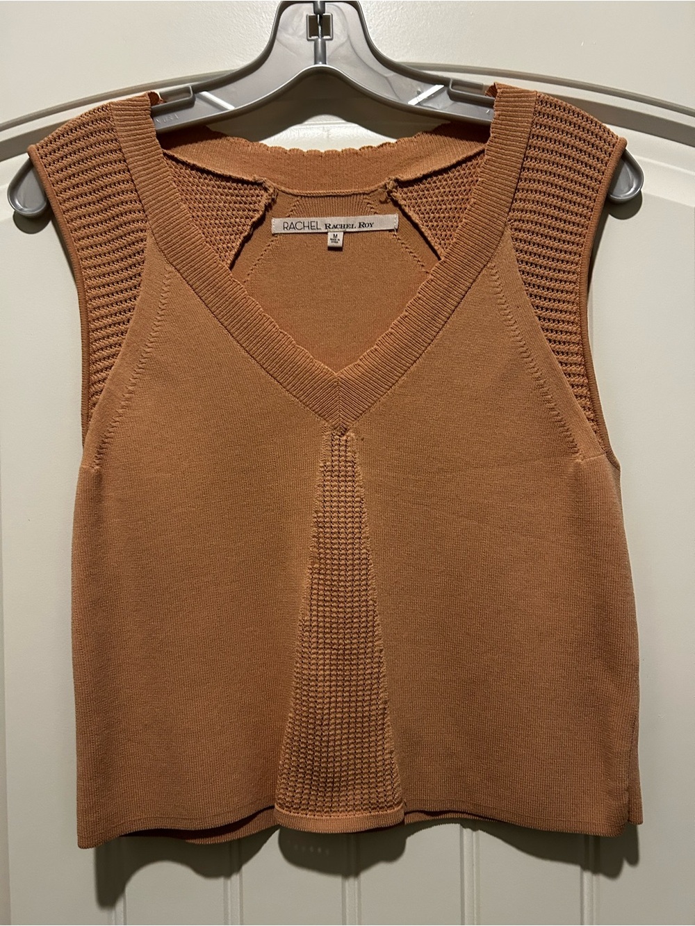 RACHEL Rachel Roy Rust-Tan Knit V-Neck Sleeveless Tank